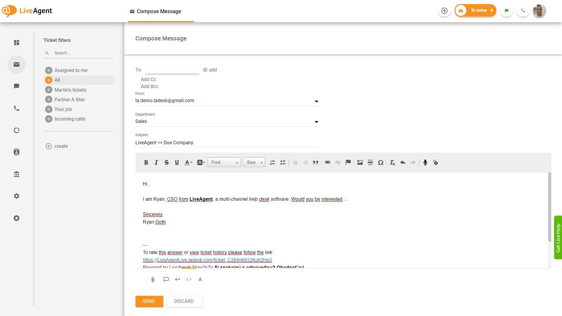 Editor WYSIWYG v novom tikete