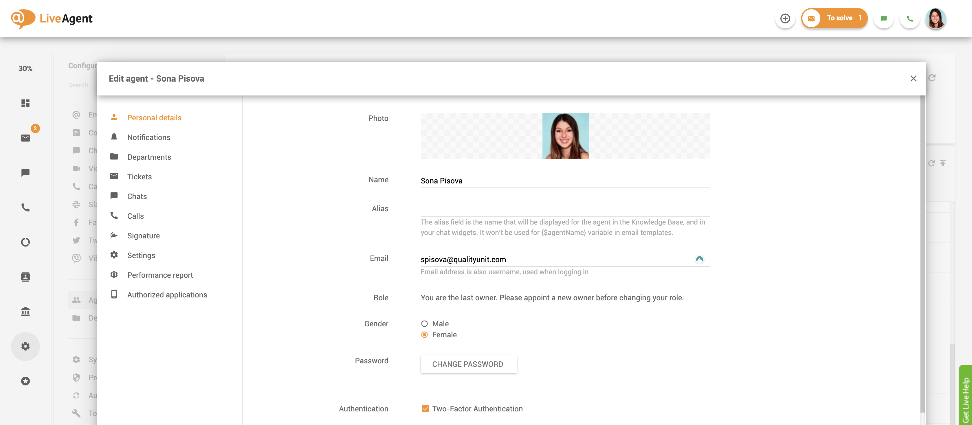 Osobné údaje agenta