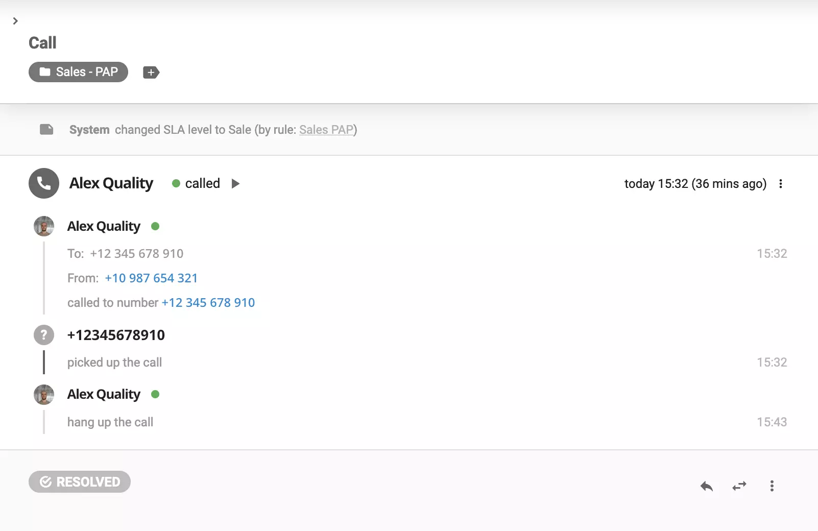 Záznamy podrobností hovorov v LiveAgent