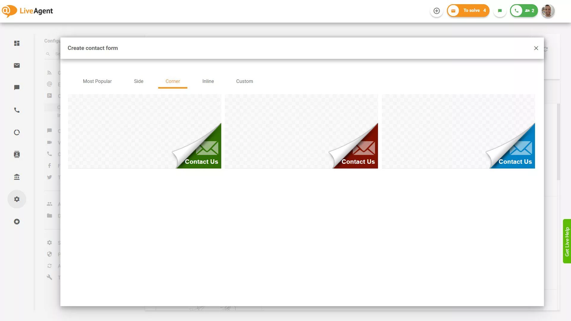 Rohové tlačidlo kontaktného formulára