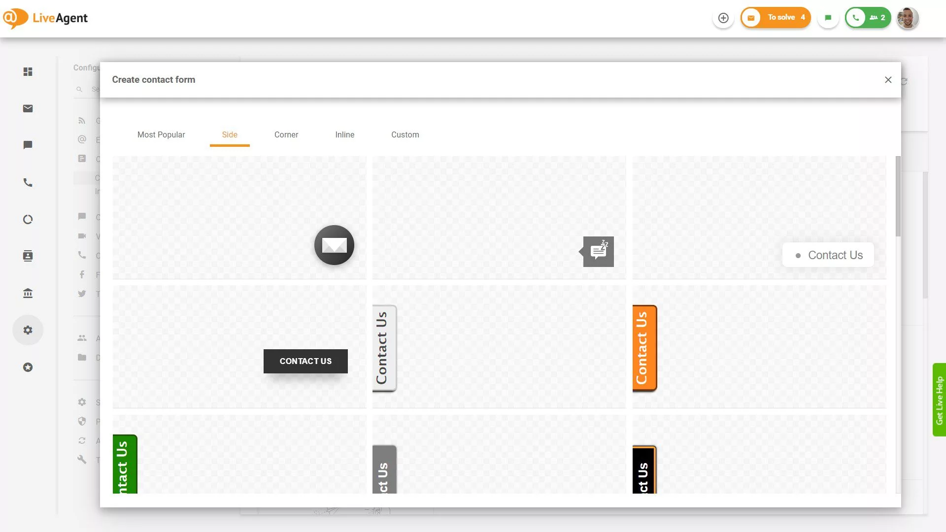 Bočné tlačidlá kontaktného formulára