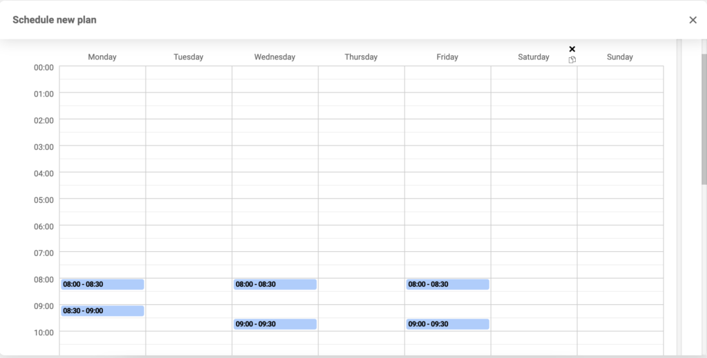 Konfigurácia plánovania zariadenia