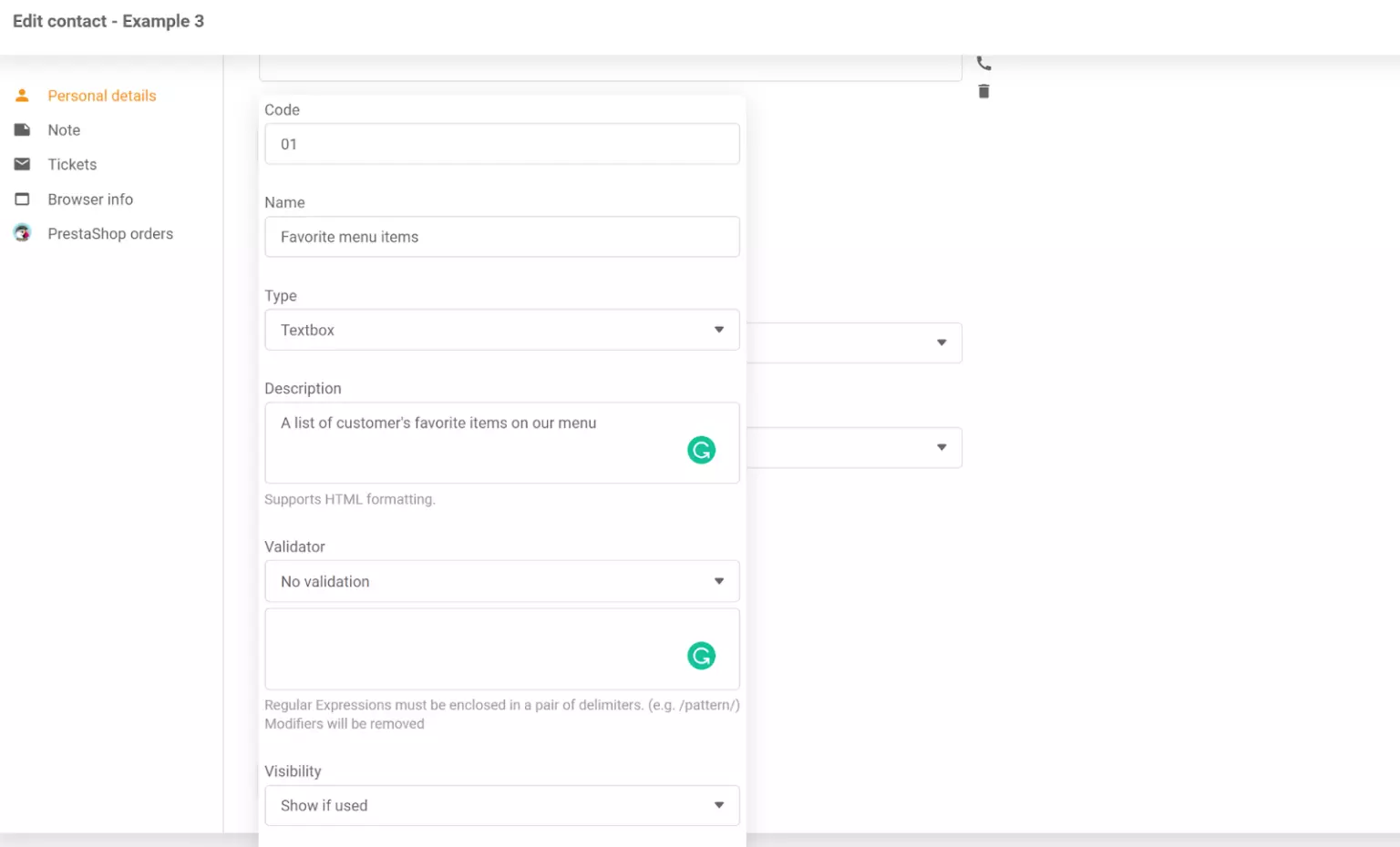 Nový kontakt pridaný do zoznamu kontaktov v LiveAgent