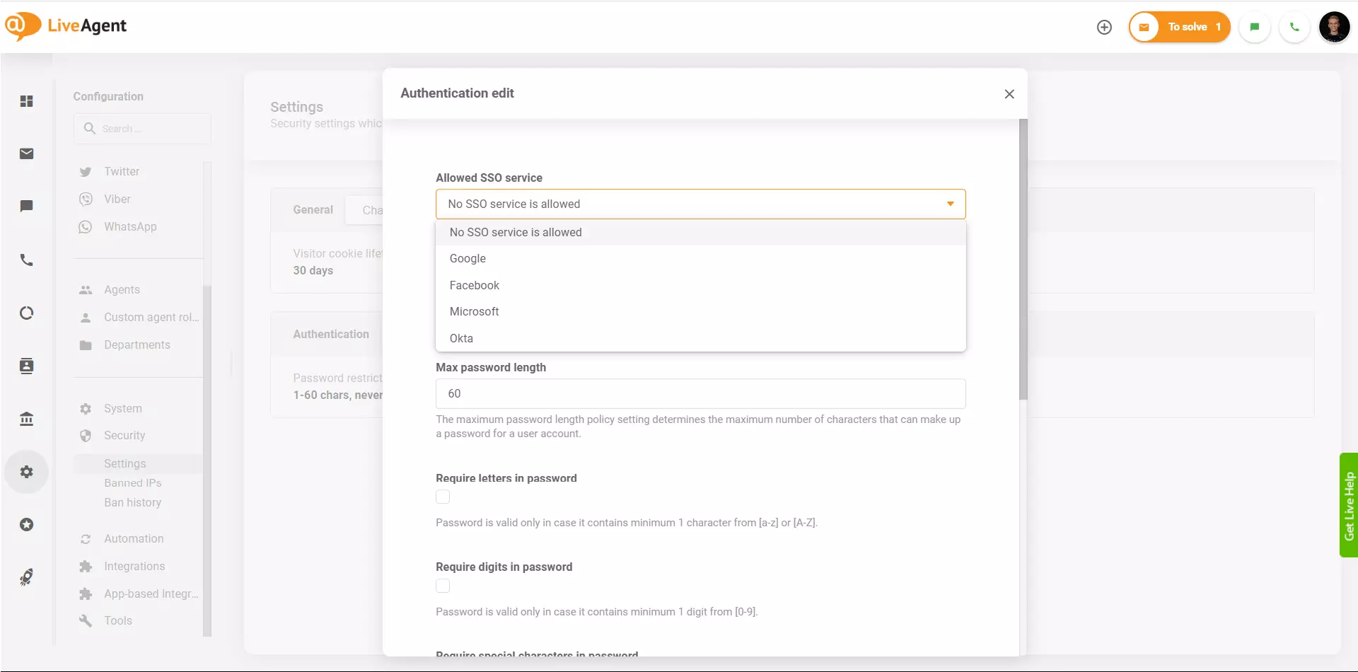 Poskytovatelia LiveAgent SSO