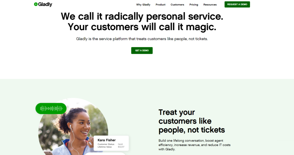 Domovská stránka Gladly