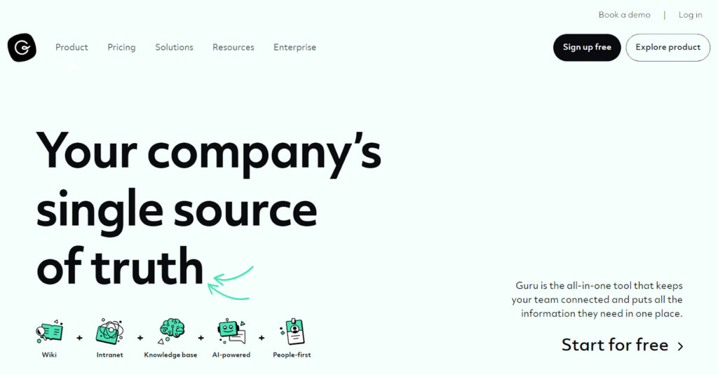 Pútavá obrazovka vedomostnej bázy Guru