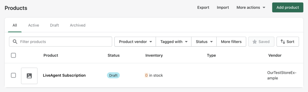 Sekcia Produkty v Shopify