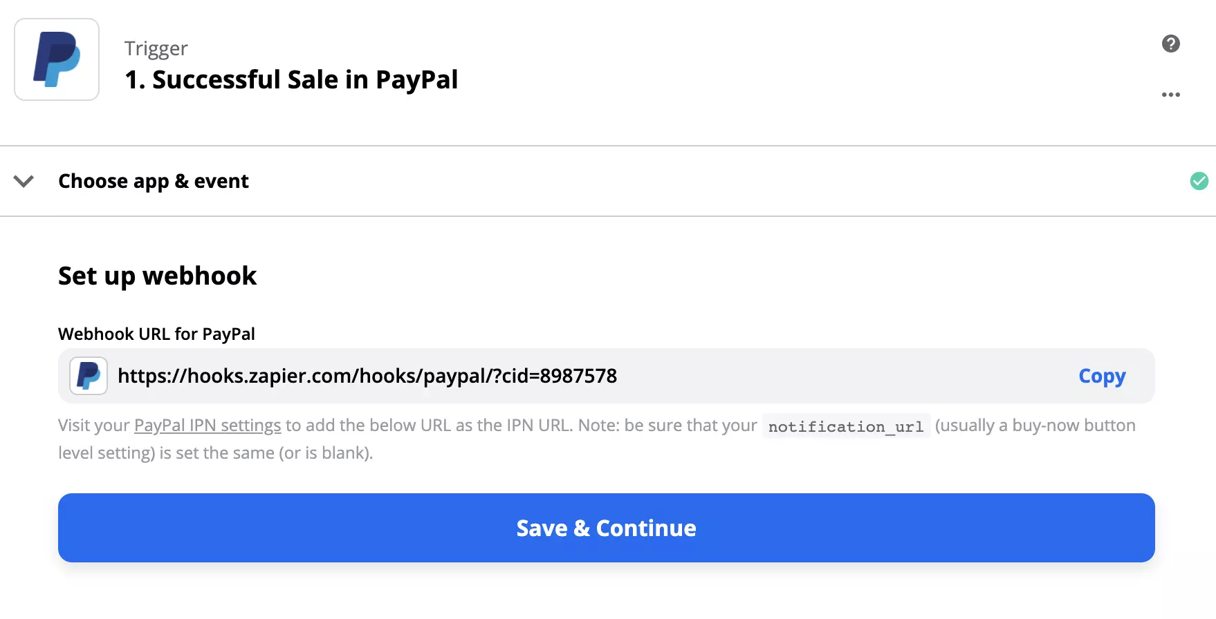 Konfigurácia spúšťača PayPal s nastavením webhooku