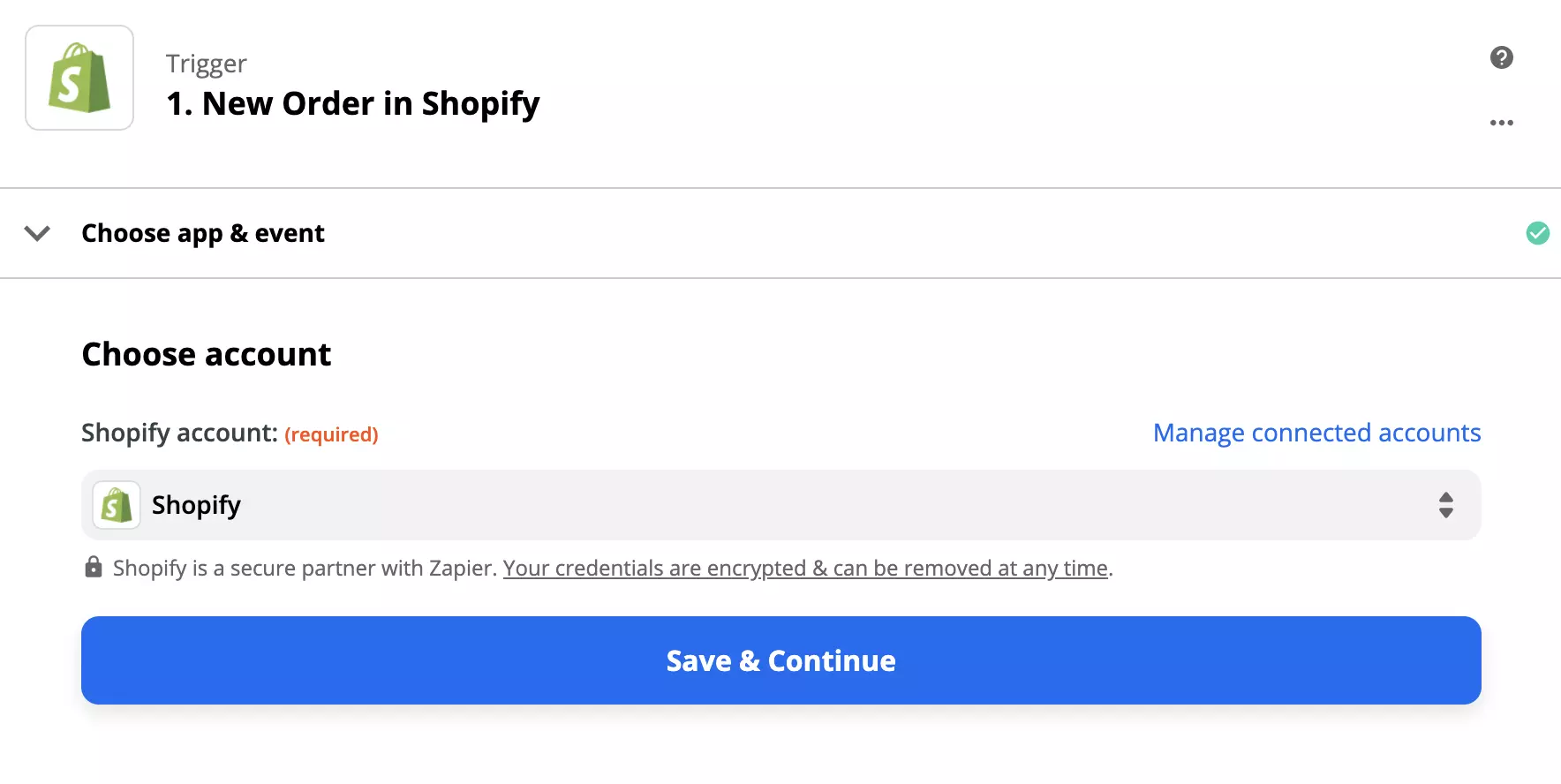 Konfigurácia spúšťa Shopify na Zapier