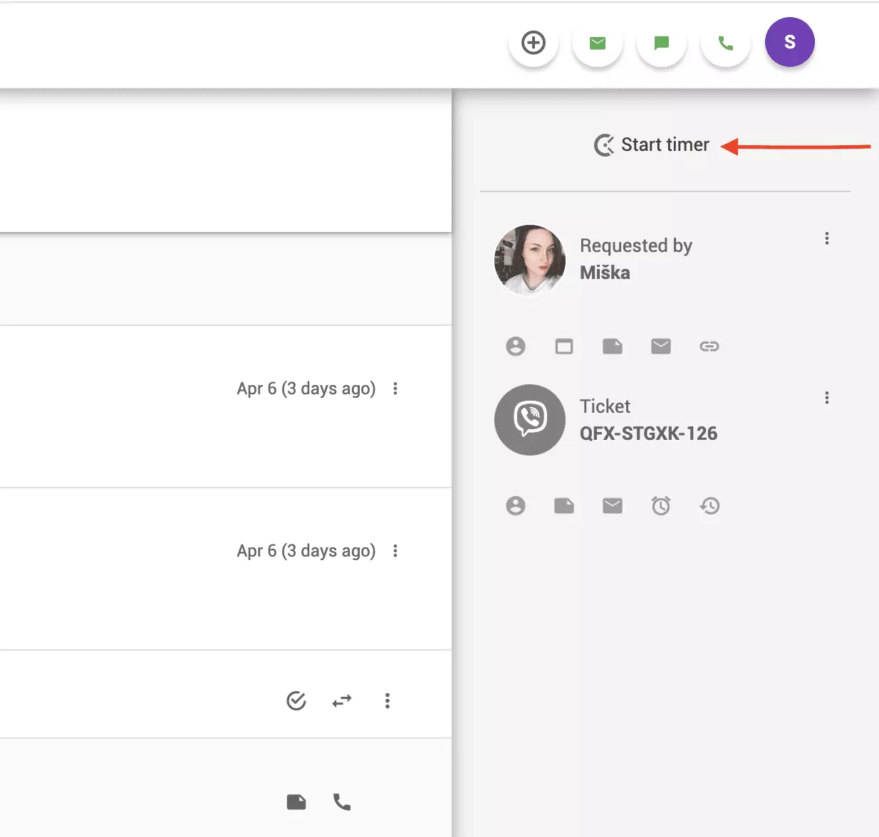 Časovač Clockify v lístku LiveAgent