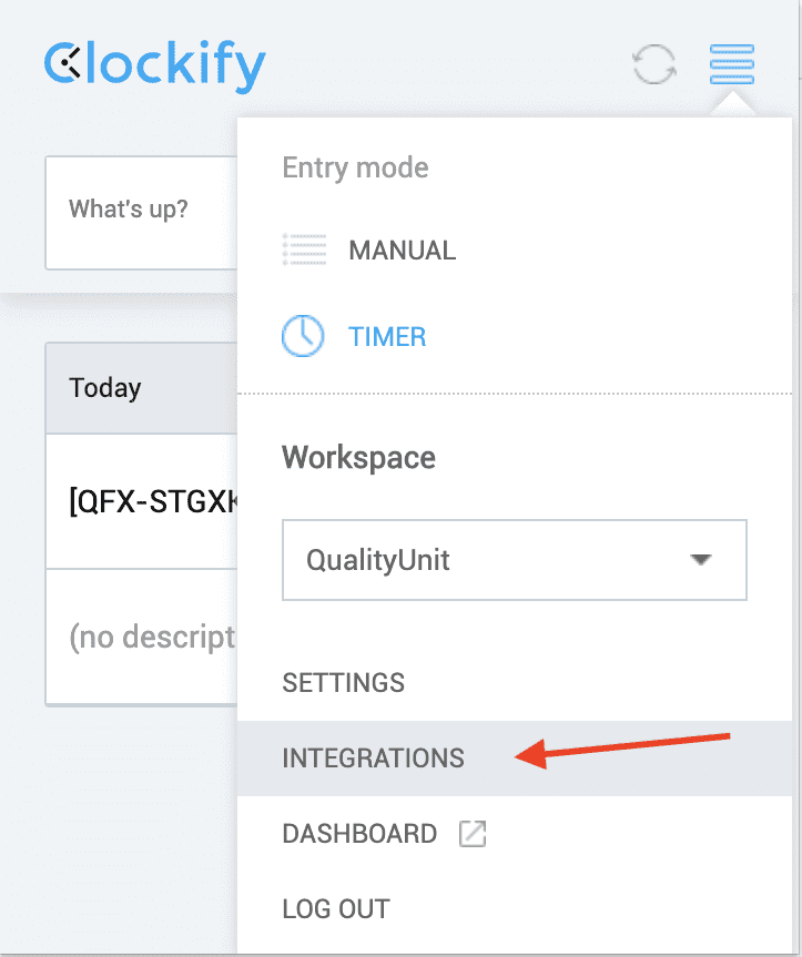 Ponuka integrácie Clockify