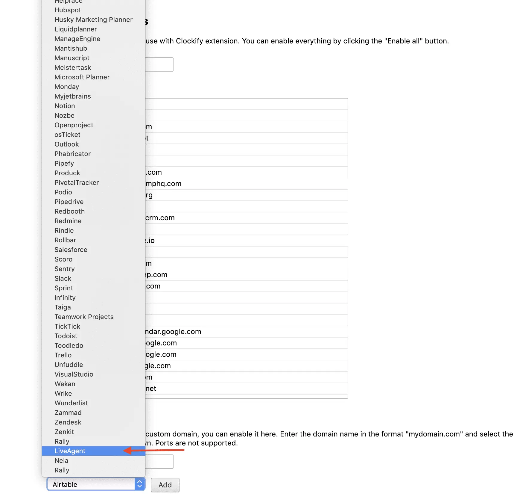 Integrácia Clockify LiveAgent