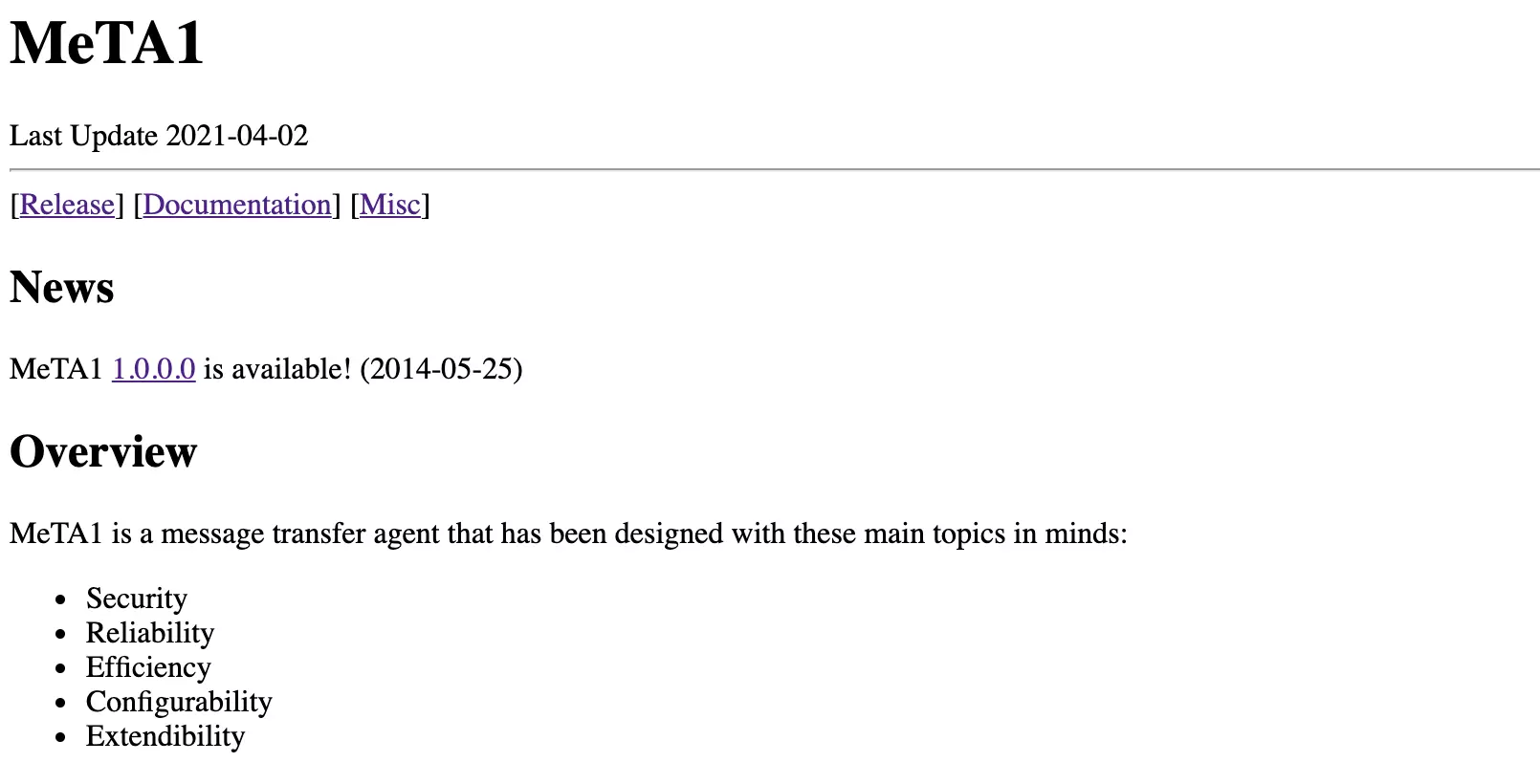 Domovská stránka MeTA1