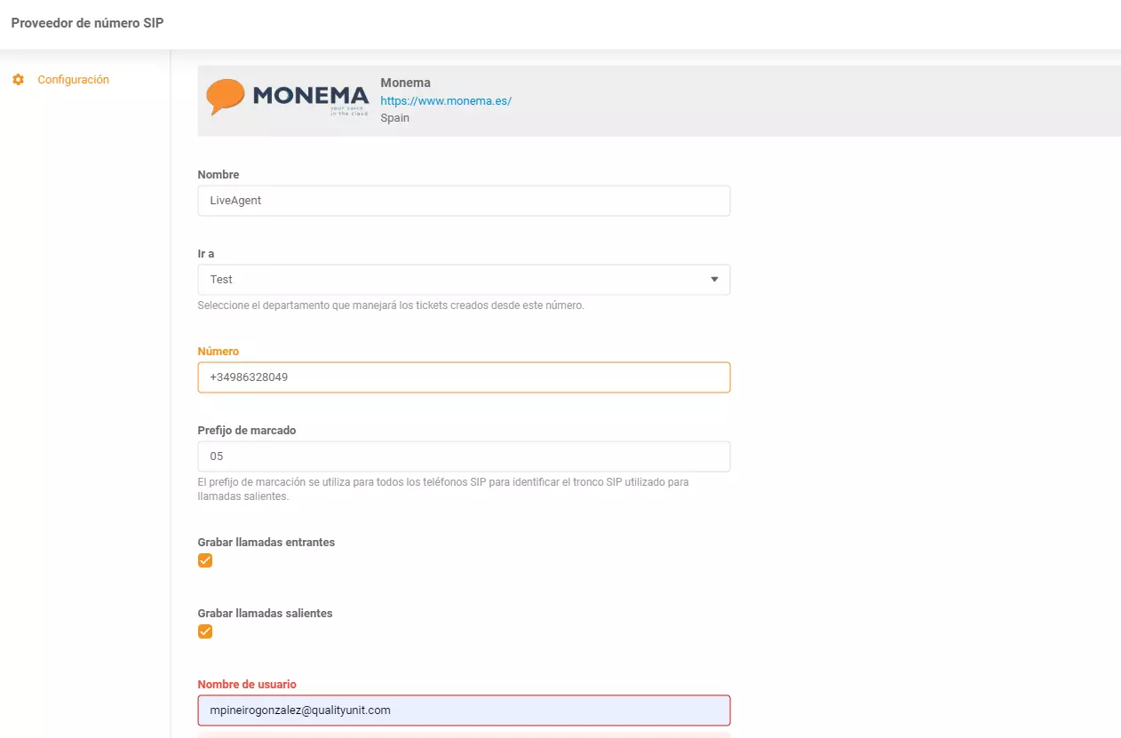 Integrácia Monema LiveAgent