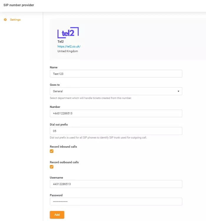 Prihlasovacie údaje Tel2