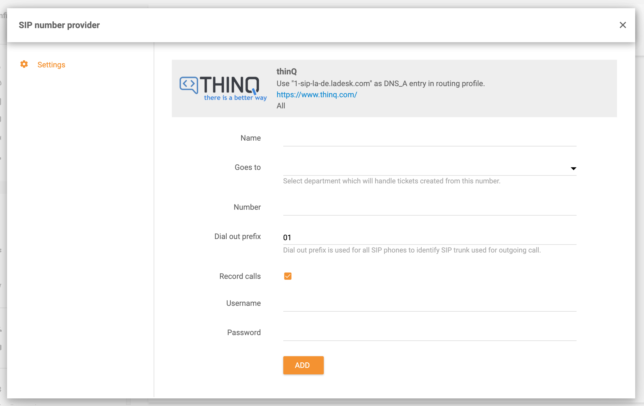 ThinQ integration in LiveAgent