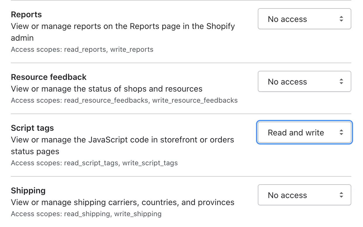 Ručná zmena oprávnení na povolenie prístupu LiveAgent k údajom Shopify