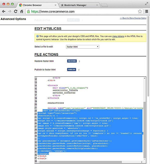 CoreCommerce LiveAgent integrácia