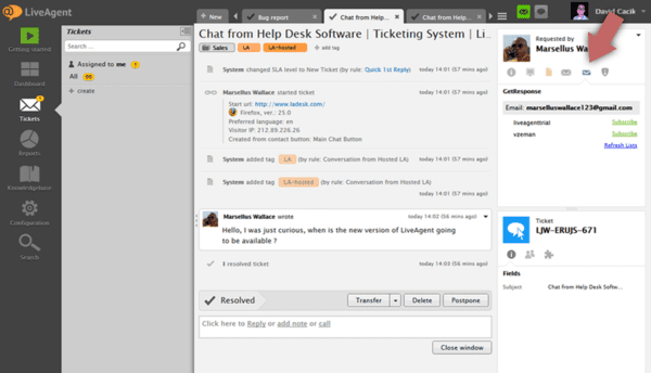 GetResponse LiveAgent integrácia
