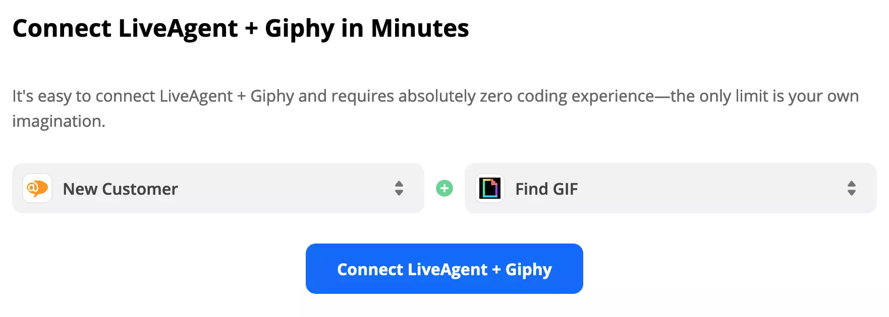 Spúšťač LiveAgent a akcia Giphy vybraté na Zapier