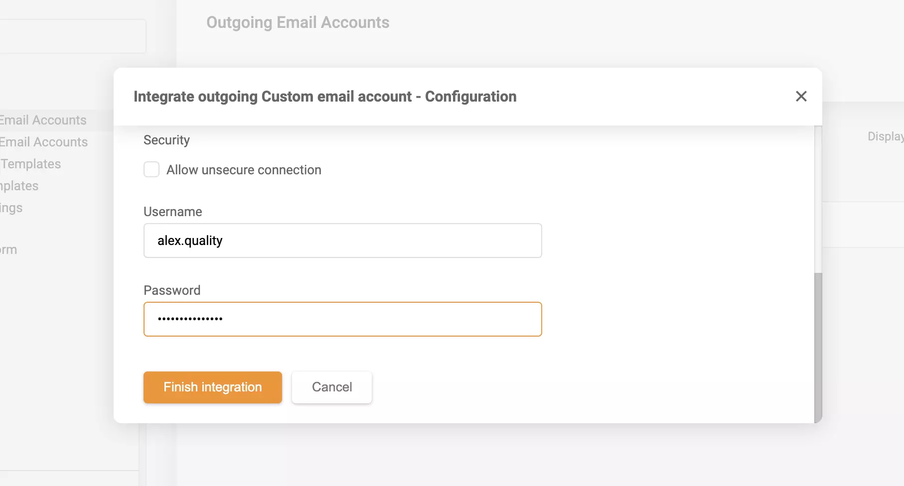 Posledný krok integrácie GMX s LiveAgent