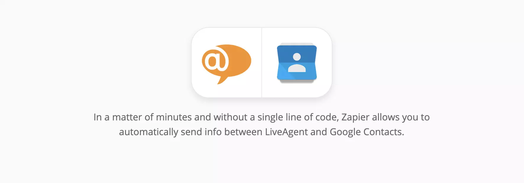 Stránka integrácie LiveAgent a Google Kontaktov na Zapier