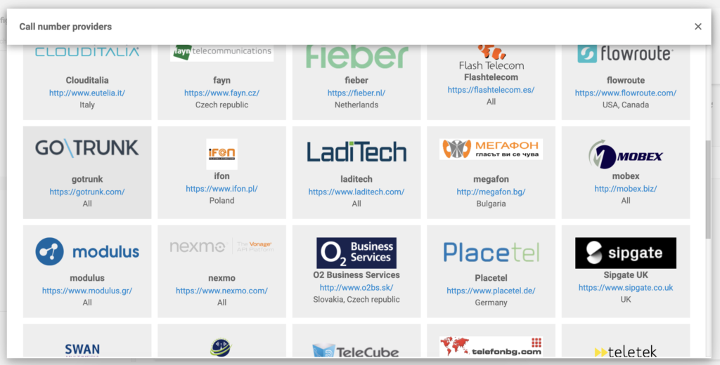 GoTrunk v zozname poskytovateľov VoIP v LiveAgent