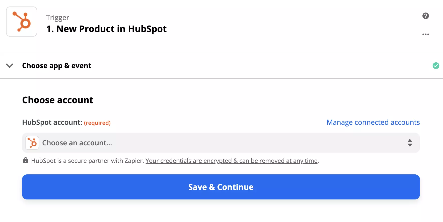 Možnosti konfigurácie spúšťača HubSpot v Zapier