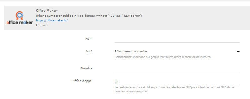 Konfigurácia telefónneho čísla Axialys