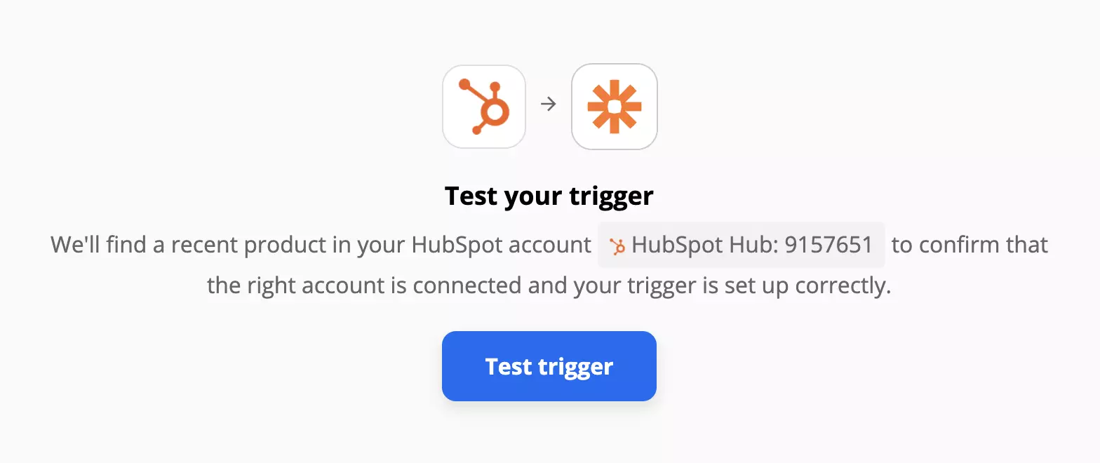 Test spúšťača HubSpot na Zapier