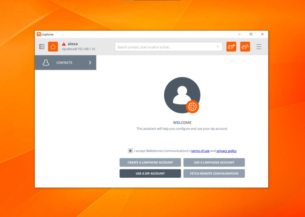Konfigurácia SIP v Linphone