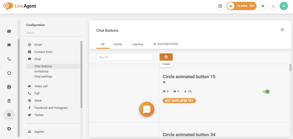 Vytvorenie tlačidla chatu v LiveAgent