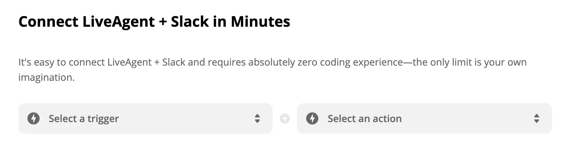 Výber spúšte a akcie LiveAgent + Slack na Zapier