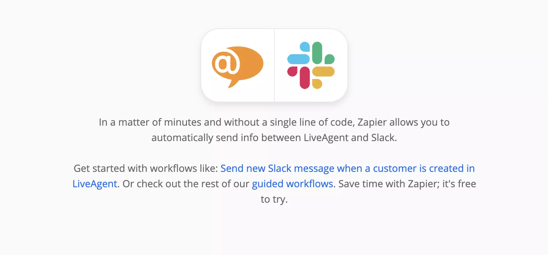 Stránka LiveAgent a Slack na Zapier