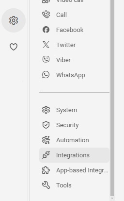 Integrations in Configuration menu in LiveAgent