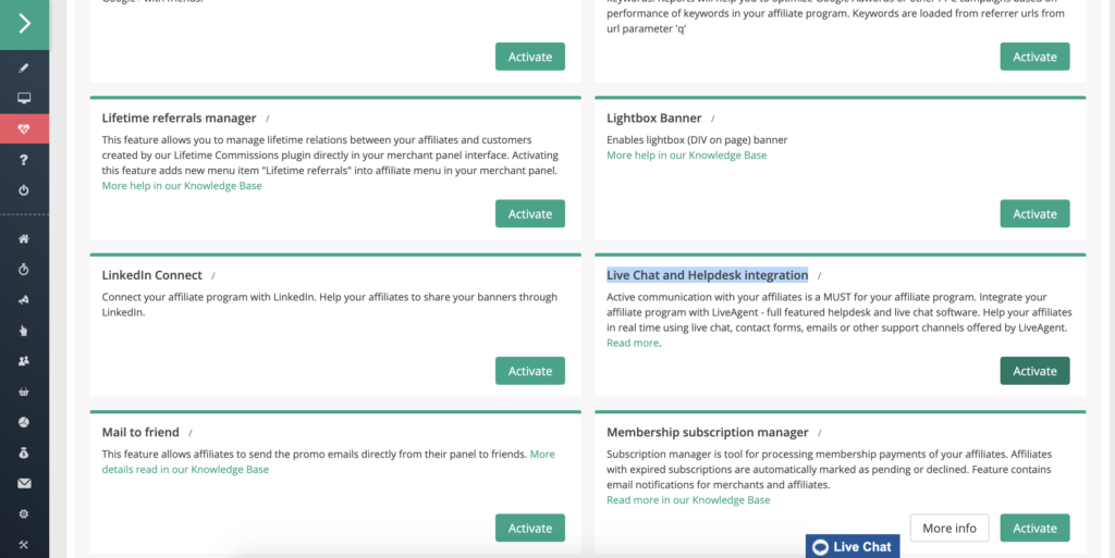 Zoznam funkcií s Helpdesk migráciou