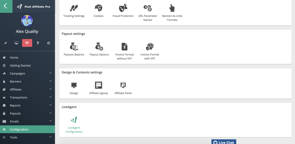 Nastavenie LiveAgent v Post Affiliate Pro