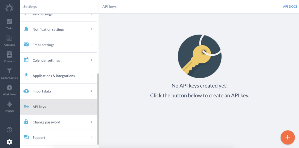 Kľúče API v konfigurácii Salesflare
