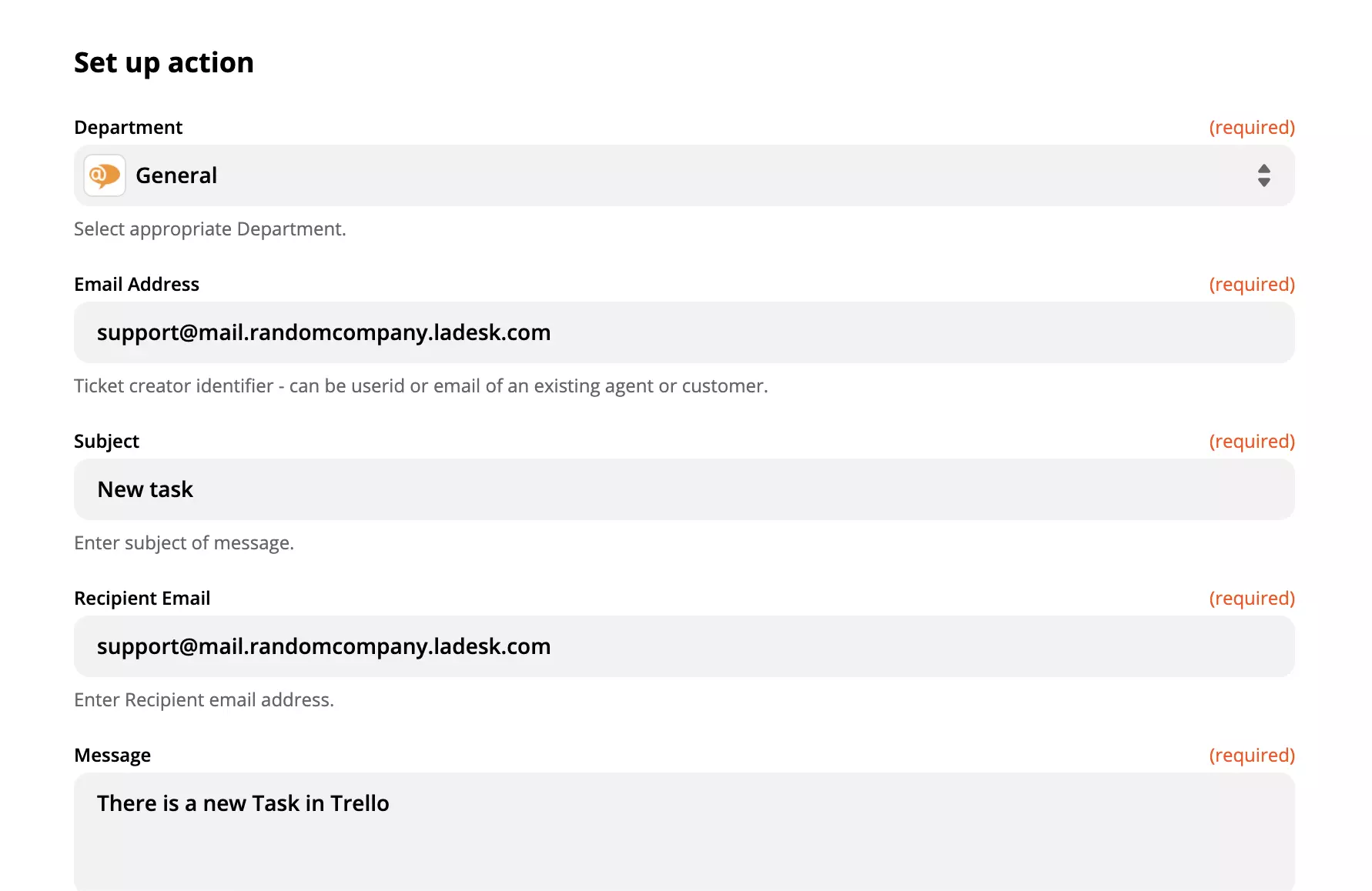 Možnosti prispôsobenia akcie Vytvoriť konverzáciu v LiveAgent