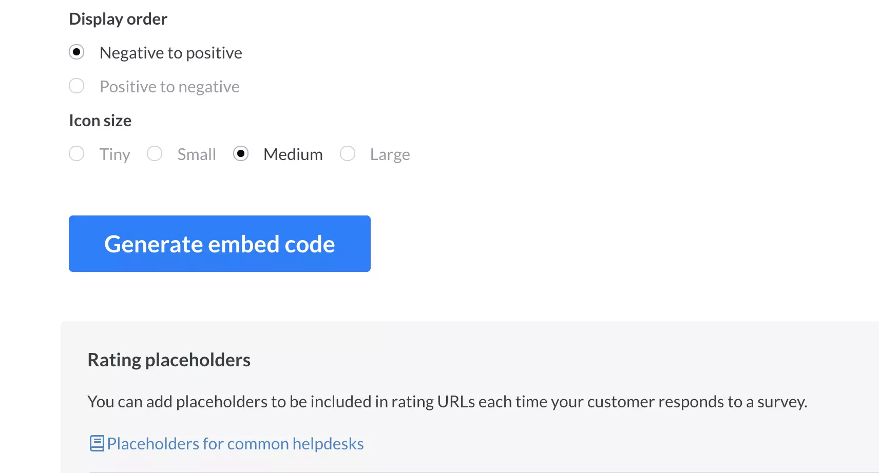 Finalizácia vytvorenia prieskumu s tlačidlom na vygenerovanie kódu na vloženie