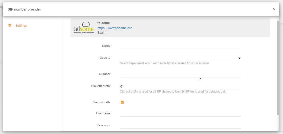 Integrácia Telsome v LiveAgent