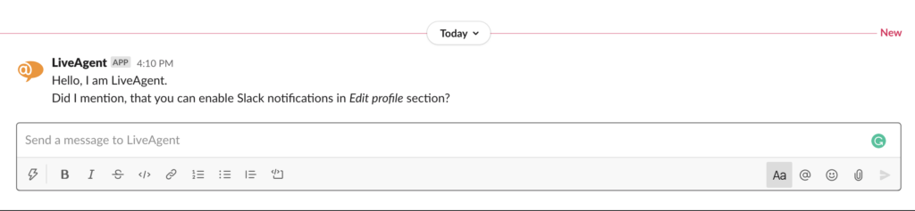 Notifikácia Slack o novej značke Urgentné v LiveAgent