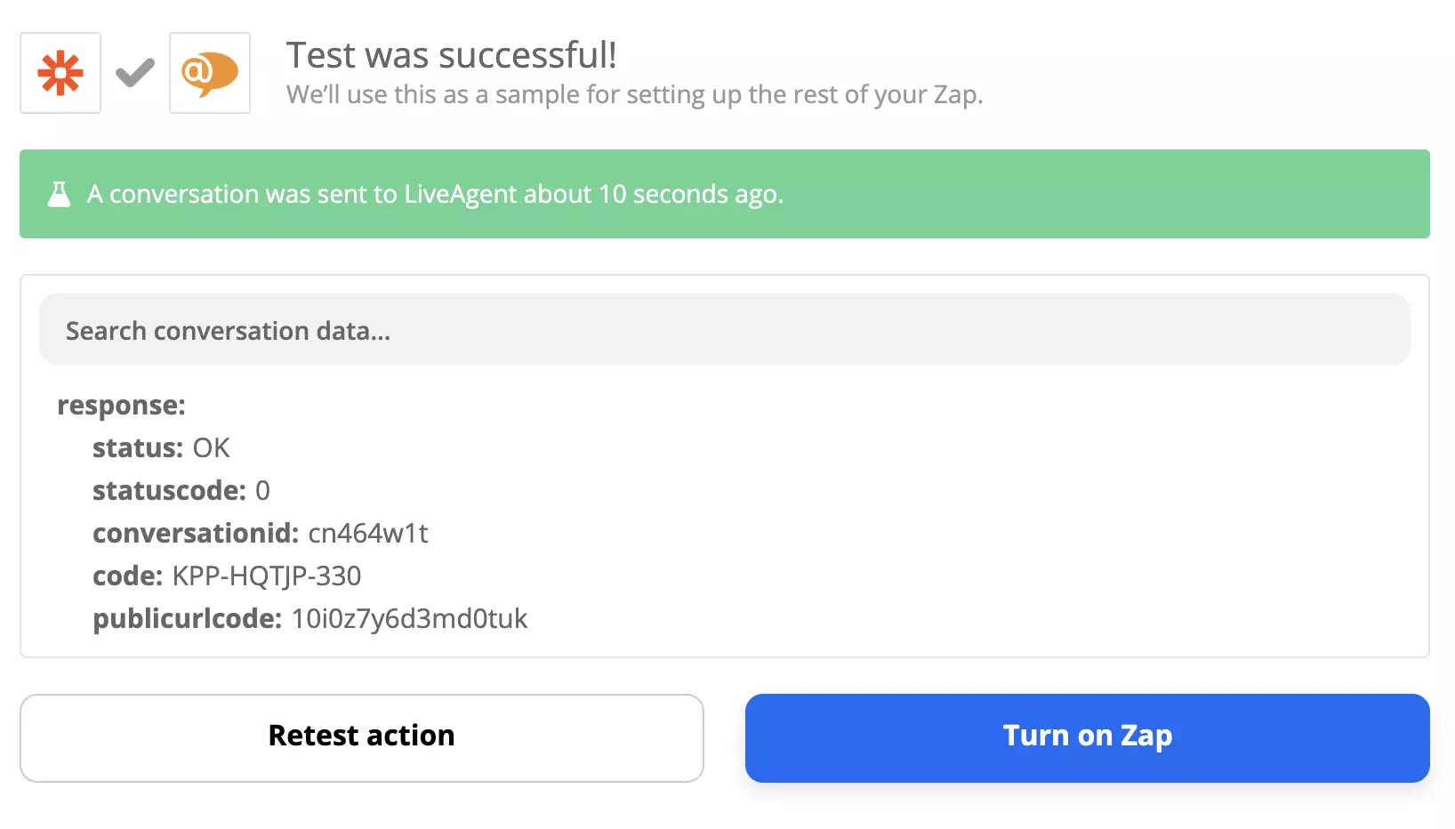 Úspešný test integrácie Xero a LiveAgent na Zapier