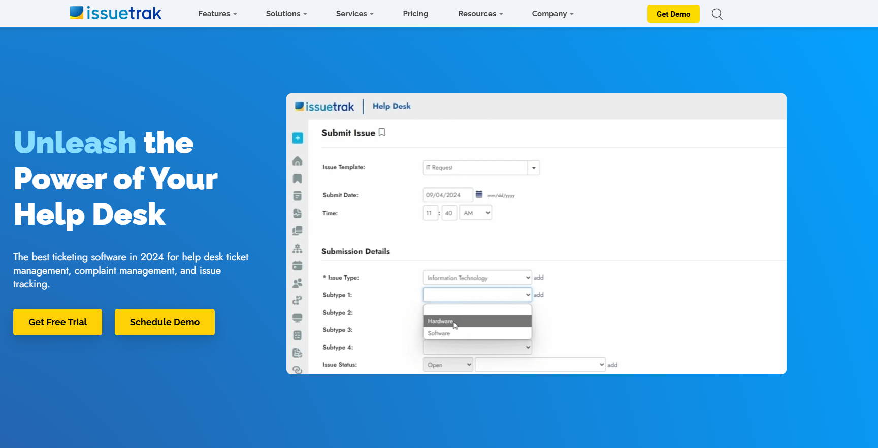 domovská stránka issuetrak