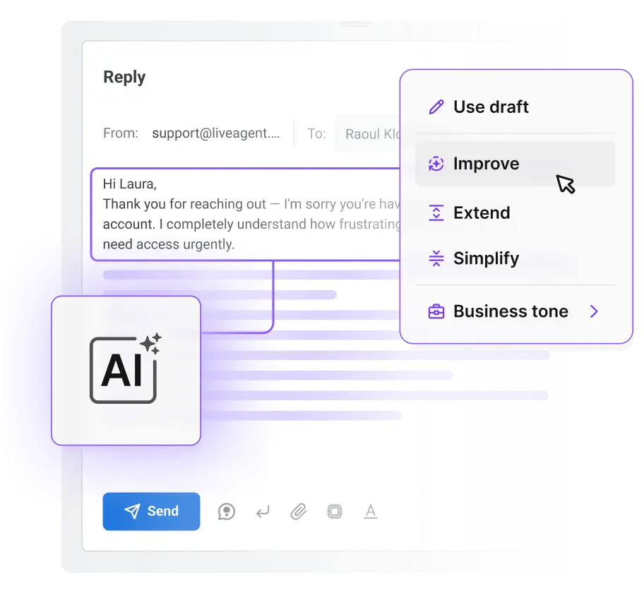 AI Answer Composer navrhujúci odpoveď na helpdesk