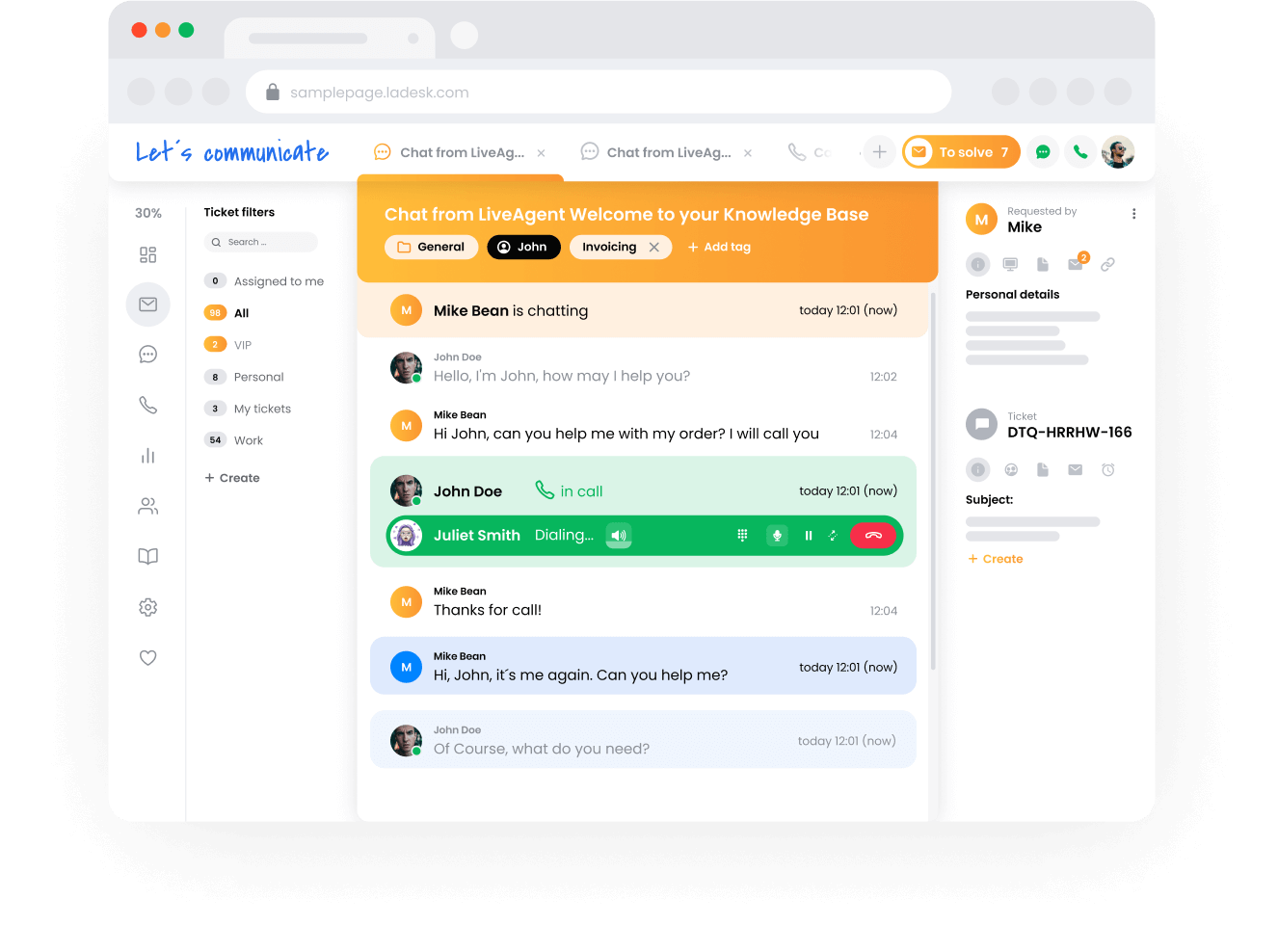 Systém ticketingu LiveAgent - pohľad tímu podpory