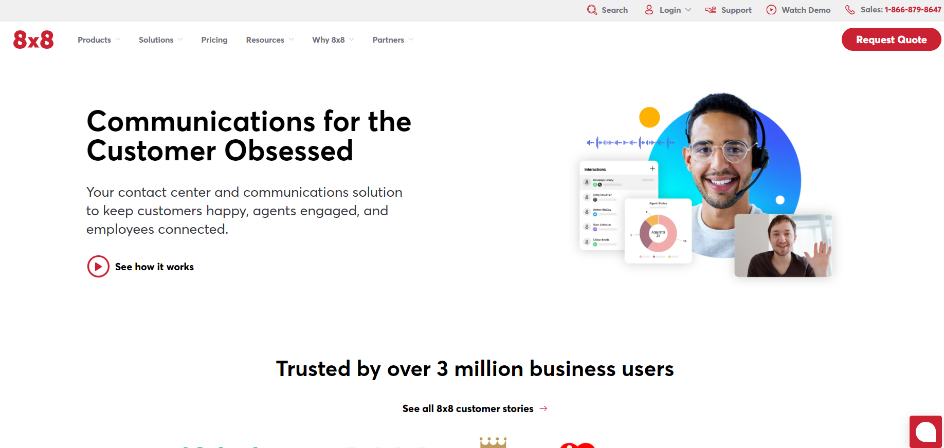 Domovská stránka 8x8 - riešenie helpdesku zamerané na zákazníka