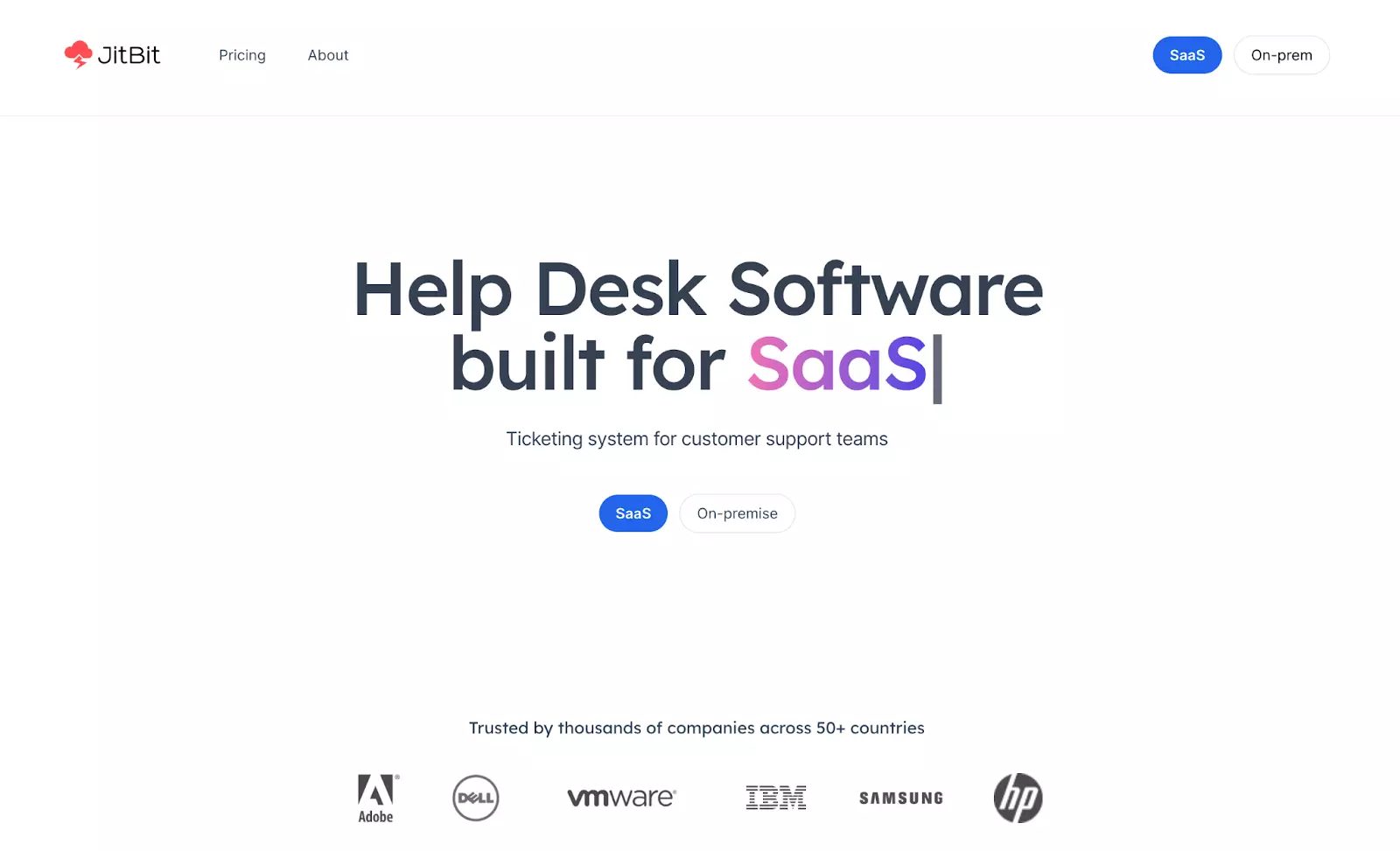 Domovská stránka softvéru na správu lístkov Jitbit