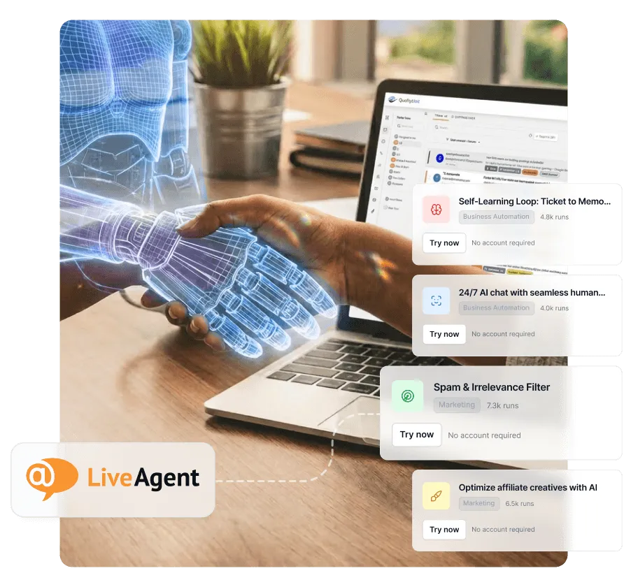 Upgradujte LiveAgent skúšobnú verziu a získajte 33 % zľavu s AI Agentmi