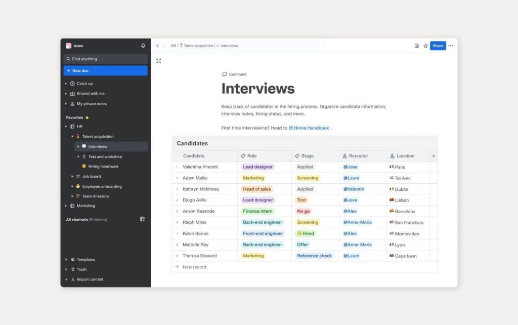 Príklad vedomostnej bázy pomocou Slite